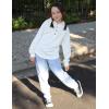 Arshiner Girls Button Up Hoodies Kids Casual V Neck Sweatshirt Girl Long Sleeve Shirts Tunic Tops Curved Hem 5-13 Years(White)