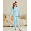 Arshiner Girls Clothes 2 Piece Fall Outfits Slim Long Sleeve Shirt and Leggings Set Kids Thermal Underwear sets(Blue)