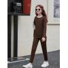 Arshiner Girls Clothes 2 Piece Fall Outfits Slim Long Sleeve Shirt and Leggings Set Kids Thermal Underwear sets(Brown)