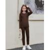 Arshiner Girls Clothes 2 Piece Fall Outfits Slim Long Sleeve Shirt and Leggings Set Kids Thermal Underwear sets(Brown)