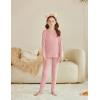 Arshiner Girls Clothes 2 Piece Fall Outfits Slim Long Sleeve Shirt and Leggings Set Kids Thermal Underwear sets(Pink)