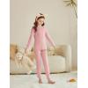 Arshiner Girls Clothes 2 Piece Fall Outfits Slim Long Sleeve Shirt and Leggings Set Kids Thermal Underwear sets(Pink)