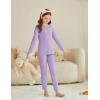 Arshiner Girls Clothes 2 Piece Fall Outfits Slim Long Sleeve Shirt and Leggings Set Kids Thermal Underwear sets(Purple)