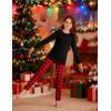Arshiner Girls Clothes 2 Piece Fall Outfits Slim Long Sleeve Shirt and Leggings Set Kids Thermal Underwear sets(Red Black Plaid)