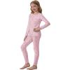 Arshiner Girls Clothes 2 Piece Fall Outfits Slim Long Sleeve Shirt and Leggings Set Kids Thermal Underwear sets(Teddy Pink)