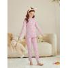Arshiner Girls Clothes 2 Piece Fall Outfits Slim Long Sleeve Shirt and Leggings Set Kids Thermal Underwear sets(Teddy Pink)