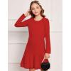 Arshiner Girls Cotton Long Sleeve A-Line Ruffle Hem Dress for School