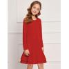 Arshiner Girls Cotton Long Sleeve A-Line Ruffle Hem Dress for School