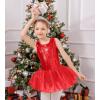 Arshiner Girls Dance Tutu Dress Sparkly Sequin Ballet Leotards Cross Back Ballerina Costumes for Toddler Party(Red)