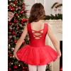 Arshiner Girls Dance Tutu Dress Sparkly Sequin Ballet Leotards Cross Back Ballerina Costumes for Toddler Party(Red)