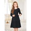 Arshiner Girls Dress Fall Sparkly Glitter Puff Sleeves Layer Party Dresses with Belt(Black)