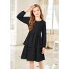 Arshiner Girls Dress Fall Sparkly Glitter Puff Sleeves Layer Party Dresses with Belt(Black)