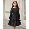 Arshiner Girls Dress Fall Sparkly Glitter Puff Sleeves Layer Party Dresses with Belt(Black)
