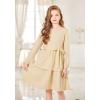 Arshiner Girls Dress Fall Sparkly Glitter Puff Sleeves Layer Party Dresses with Belt(Cream Color)
