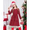 Arshiner Girls Dress Fall Sparkly Glitter Puff Sleeves Layer Party Dresses with Belt(Deep Red)