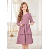 Arshiner Girls Dress Fall Sparkly Glitter Puff Sleeves Layer Party Dresses with Belt(Dirty Pink)