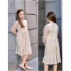 Arshiner Girls Dresses Contrast Mesh Velvet Long Sleeve A-Line Vintage Party Dress with Pockets(Apricot)