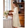 Arshiner Girls Dresses Contrast Mesh Velvet Long Sleeve A-Line Vintage Party Dress with Pockets(Apricot)