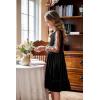 Arshiner Girls Dresses Contrast Mesh Velvet Long Sleeve A-Line Vintage Party Dress with Pockets(Black)