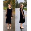 Arshiner Girls Dresses Contrast Mesh Velvet Long Sleeve A-Line Vintage Party Dress with Pockets(Black)