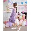 Arshiner Girls Dresses Contrast Mesh Velvet Long Sleeve A-Line Vintage Party Dress with Pockets(Light Purple)