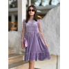 Arshiner Girls Dresses Contrast Mesh Velvet Long Sleeve A-Line Vintage Party Dress with Pockets(Light Purple)