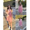 Arshiner Girls Dresses Contrast Mesh Velvet Long Sleeve A-Line Vintage Party Dress with Pockets(Pink)