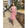 Arshiner Girls Dresses Contrast Mesh Velvet Long Sleeve A-Line Vintage Party Dress with Pockets(Pink)
