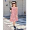 Arshiner Girls Dresses Contrast Mesh Velvet Long Sleeve A-Line Vintage Party Dress with Pockets(Pink)