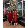 Arshiner Girls Dresses Contrast Mesh Velvet Long Sleeve A-Line Vintage Party Dress with Pockets(Red)