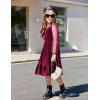Arshiner Girls Dresses Contrast Mesh Velvet Long Sleeve A-Line Vintage Party Dress with Pockets(Wine Red)