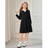 Arshiner Girls Dresses Lantern Long Sleeve Textured Casual Dress with Pockets for 5-12 Years(Black)
