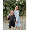 Arshiner Girls Dresses Lantern Long Sleeve Textured Casual Dress with Pockets for 5-12 Years(Black)