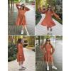 Arshiner Girls Dresses Lantern Long Sleeve Textured Casual Dress with Pockets for 5-12 Years(Burnt Orange)