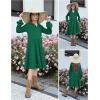 Arshiner Girls Dresses Lantern Long Sleeve Textured Casual Dress with Pockets for 5-12 Years(Dark Green)