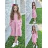 Arshiner Girls Dresses Lantern Long Sleeve Textured Casual Dress with Pockets for 5-12 Years(Pink)