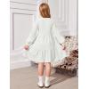 Arshiner Girls Dresses Lantern Long Sleeve Textured Casual Dress with Pockets for 5-12 Years(White)