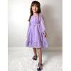 Arshiner Girls Dresses Long Sleeve Square Neck Swiss Dot Flowy Casual Party Dress(Purple)
