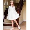 Arshiner Girls Dresses Long Sleeve Square Neck Swiss Dot Flowy Casual Party Dress(White)