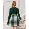 Arshiner Girls Dresses Puff Long Sleeve Rib Knit Plaid Patchwork Belted Holiday Dress with Pockets(Green Plaid)
