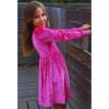 Arshiner Girls Dresses Velvet Square Neck Puff Long Sleeve Fall Winter Holiday Dress with Pockets(Hot Pink)