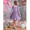 Arshiner Girls Dresses Velvet Square Neck Puff Long Sleeve Fall Winter Holiday Dress with Pockets(Lavender)