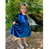 Arshiner Girls Dresses Velvet Square Neck Puff Long Sleeve Fall Winter Holiday Dress with Pockets(Navy Blue)