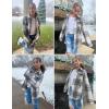 Arshiner Girls Flannel Plaid Jackets Button Down Long Sleeve Shirts Blouses Tops with Pockets Outfits(B-gray)