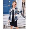 Arshiner Girls Flannel Plaid Jackets Button Down Long Sleeve Shirts Blouses Tops with Pockets Outfits(Blue)