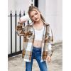 Arshiner Girls Flannel Plaid Jackets Button Down Long Sleeve Shirts Blouses Tops with Pockets Outfits(Brown)
