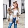 Arshiner Girls Flannel Plaid Jackets Button Down Long Sleeve Shirts Blouses Tops with Pockets Outfits(Brown)