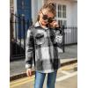 Arshiner Girls Flannel Plaid Jackets Button Down Long Sleeve Shirts Blouses Tops with Pockets Outfits(Grey)