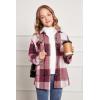 Arshiner Girls Flannel Plaid Jackets Button Down Long Sleeve Shirts Blouses Tops with Pockets Outfits(Grey Plaid)
