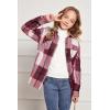 Arshiner Girls Flannel Plaid Jackets Button Down Long Sleeve Shirts Blouses Tops with Pockets Outfits(Grey Plaid)